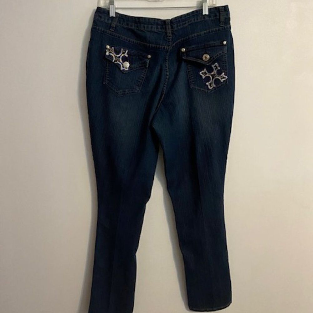 Brama Gold Jeans Co 5 pocket embellished denim, size 14 - Picture 2 of 3